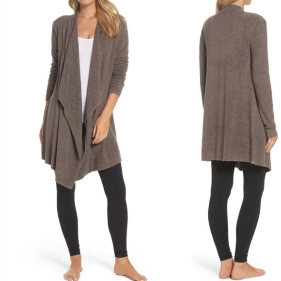 Barefoot Dreams Bamboo Chic Lite Calypso Wrap Sweater Cardigan Taupe S/M - Picture 1 of 10